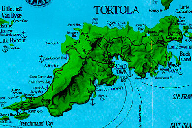 Map of Tortola, BVI